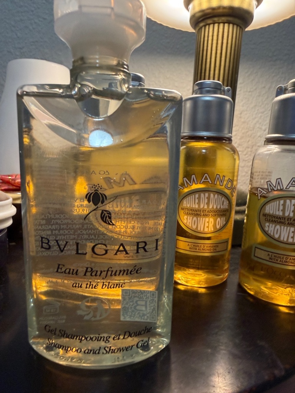 L'OCCITANE Almond Shower Oil Trio - Gold Bottles with Silver Caps - Picture 2 of 3